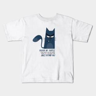 Cat Coffee Attitude Kids T-Shirt